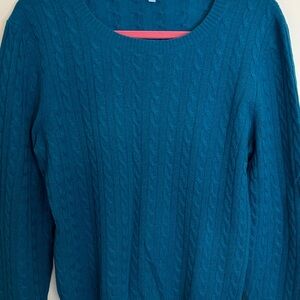 Women's Teal Cable Knit Cashmere Sweater
